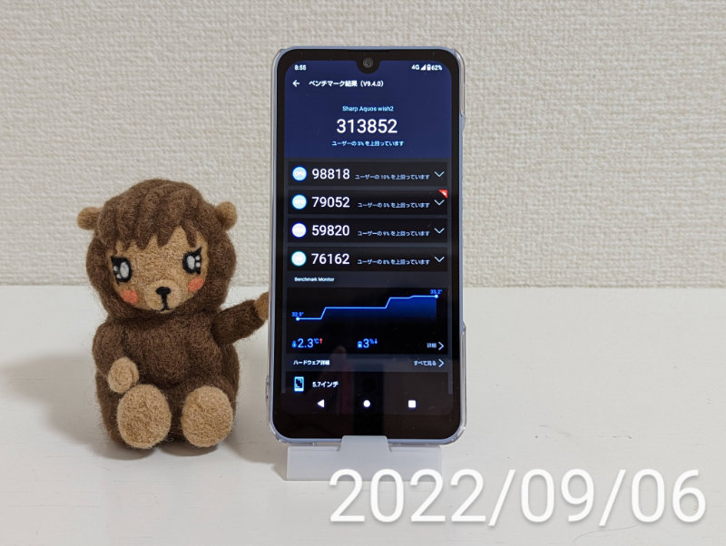 AQUOS wish2（SH-51C）Snapdragon® 695 5G AnTuTu Benchmark 2022/9/6