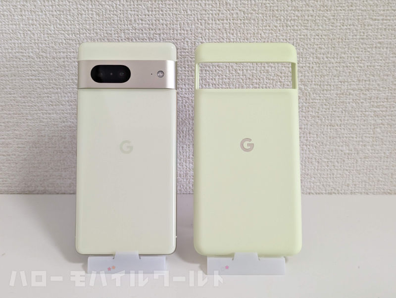 Google Pixel 7 と 純正ケース レモングラス
