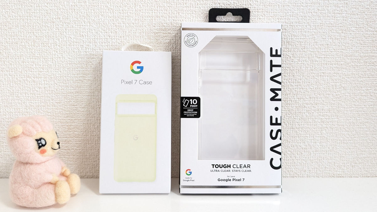 Google Pixel 7 純正ケース レモングラス と Case-Mate Tough Clear