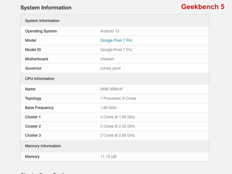 Geekbench 5 System Information